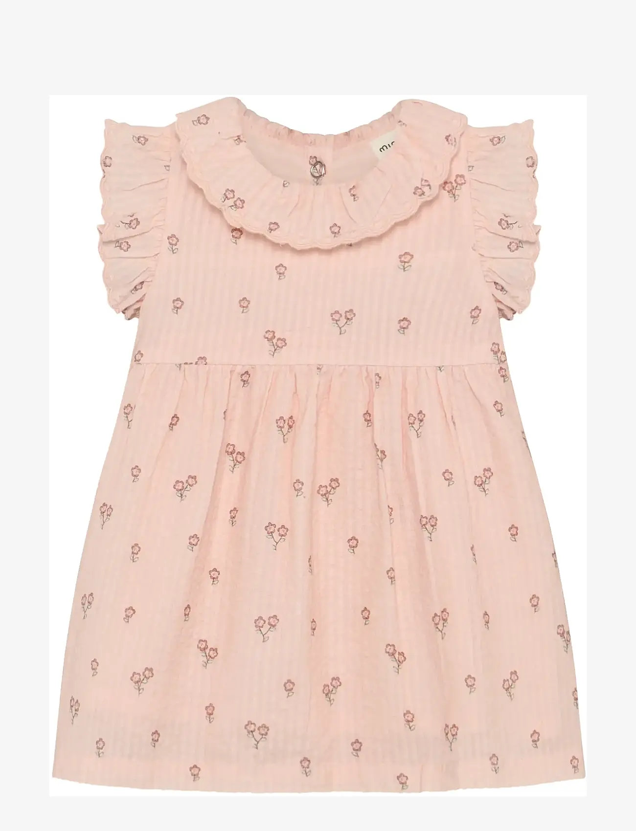Minymo - Dress SS AOP w. Lining - sleeveless baby dresses - peach blush - 0