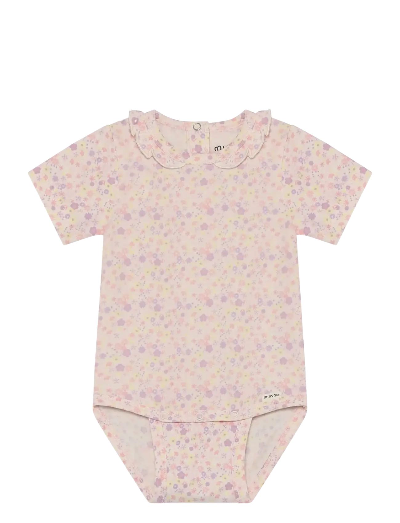 Minymo Body SS AOP - Baby 0-2 år - VANILLA ICE / pink/rose