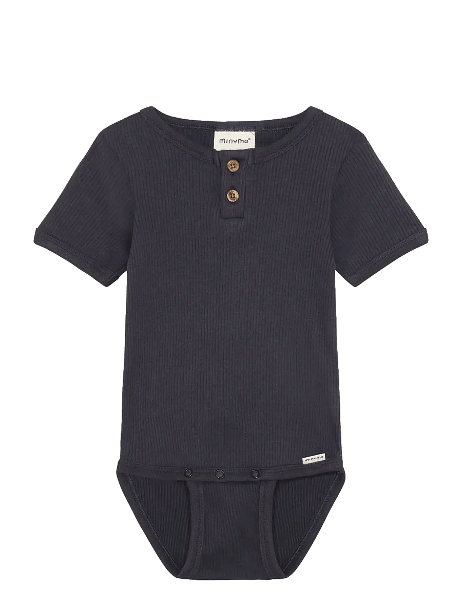 Minymo - Body SS Rib - lühikeste varrukatega bodid - odyssey gray - 1