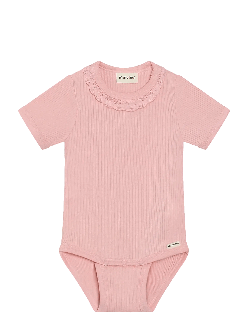 Minymo - Body SS Rib - kortärmade bodies - rosy tough - 0