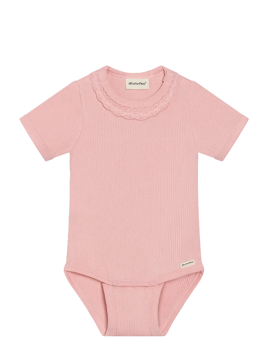 Minymo - Body SS Rib - kurzärmelige bodys - rosy tough - 0