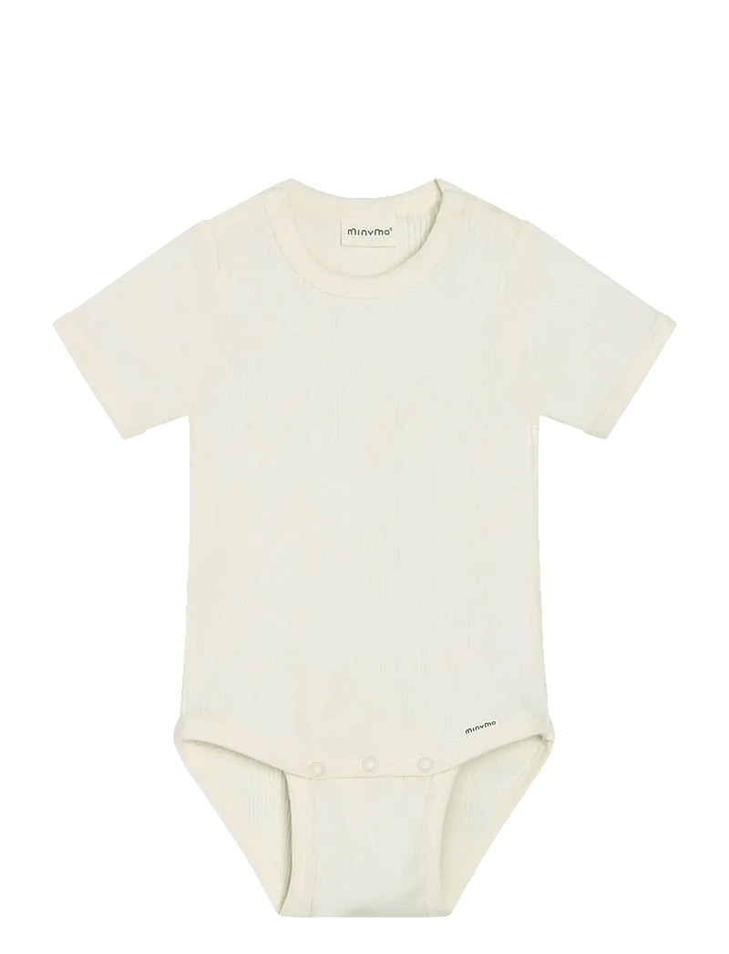 Minymo - Body SS Rib - kurzärmelige bodys - vanilla ice - 0