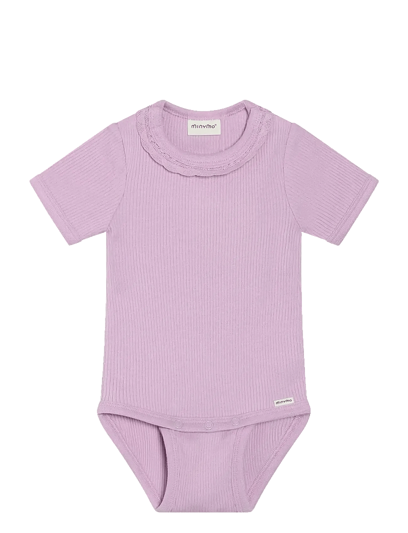 Minymo - Body SS Rib - short-sleeved - violet dusk - 0