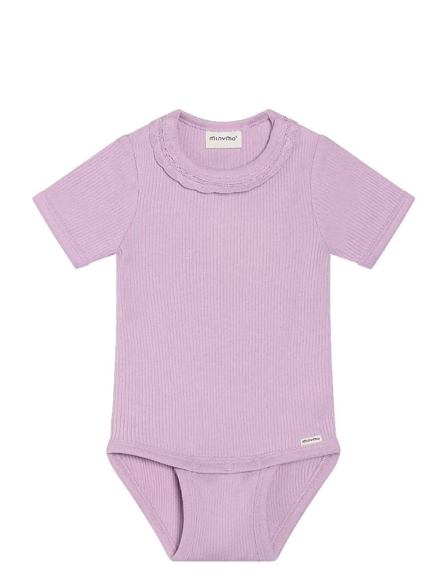 Minymo - Body SS Rib - kurzärmelige bodys - violet dusk - 0