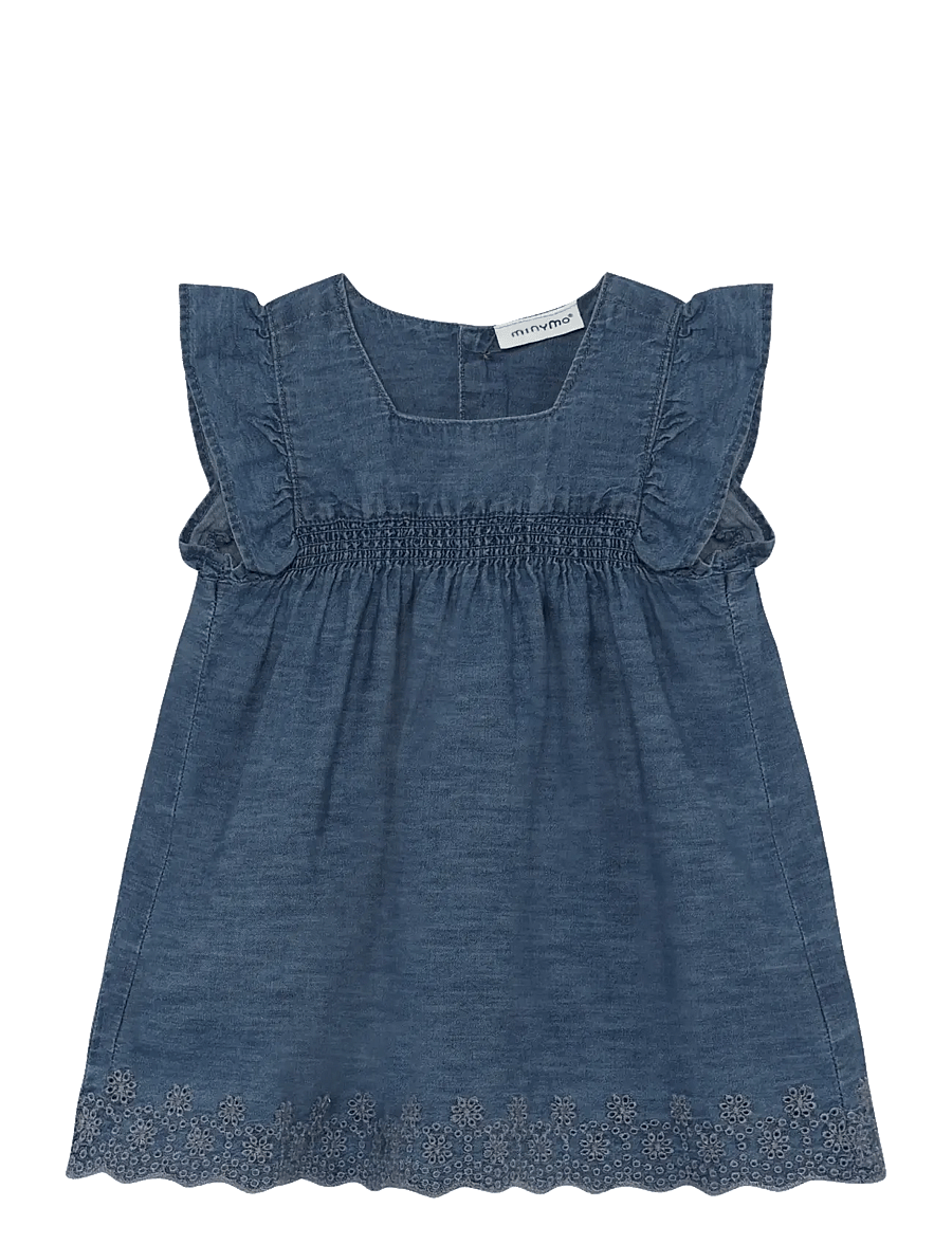 Minymo - Dress SS Chambray - ermalausir barnakjólar - faded denim - 1