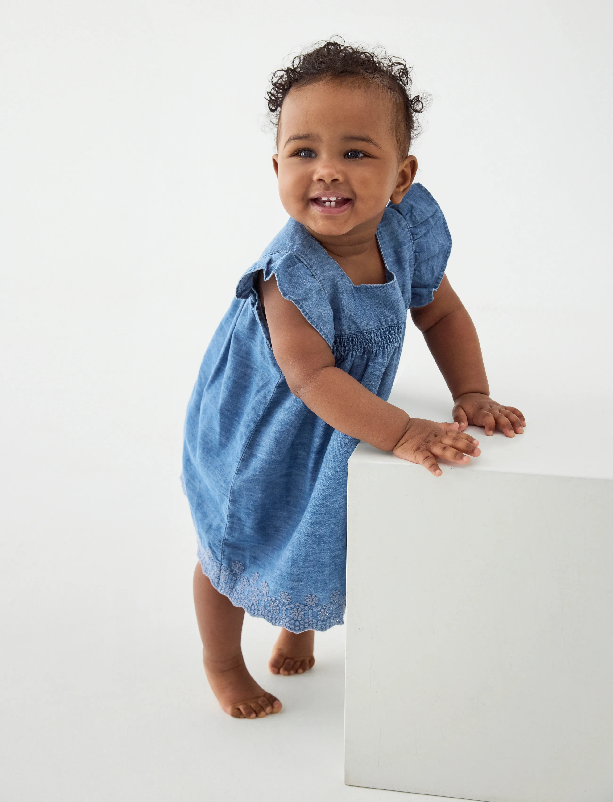 Minymo Dress SS Chambray - Klänningar & Kjolar - FADED DENIM / blue