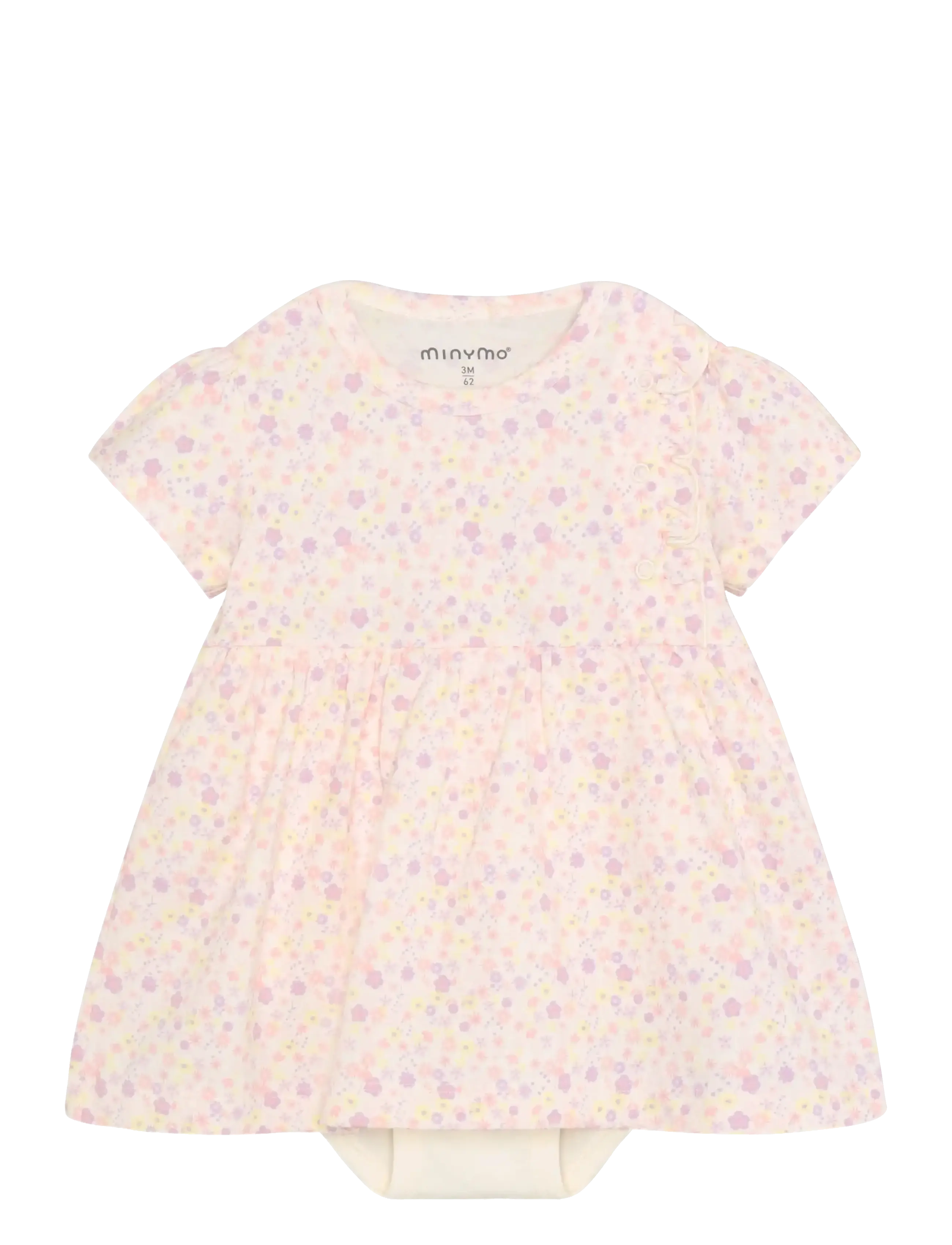 Minymo Body Dress SS AOP - Baby 0-2 år - VANILLA ICE / pink/rose