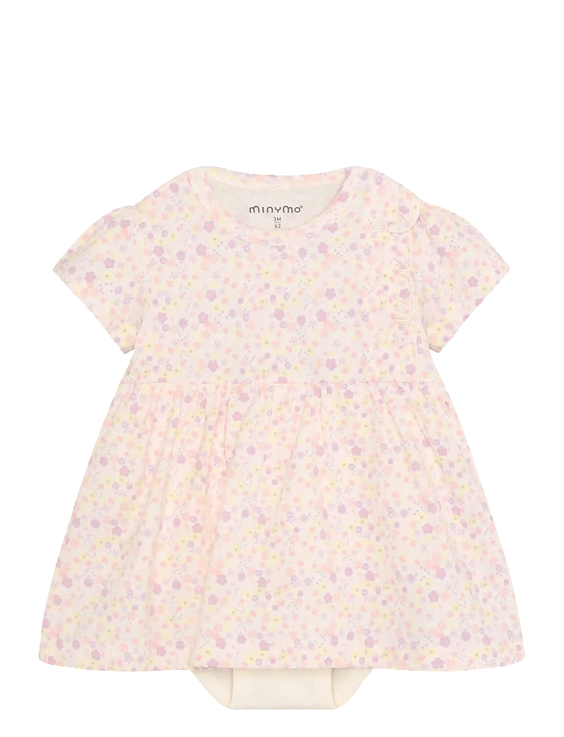 Minymo - Body Dress SS AOP - kortærmede babykjoler - vanilla ice - 1