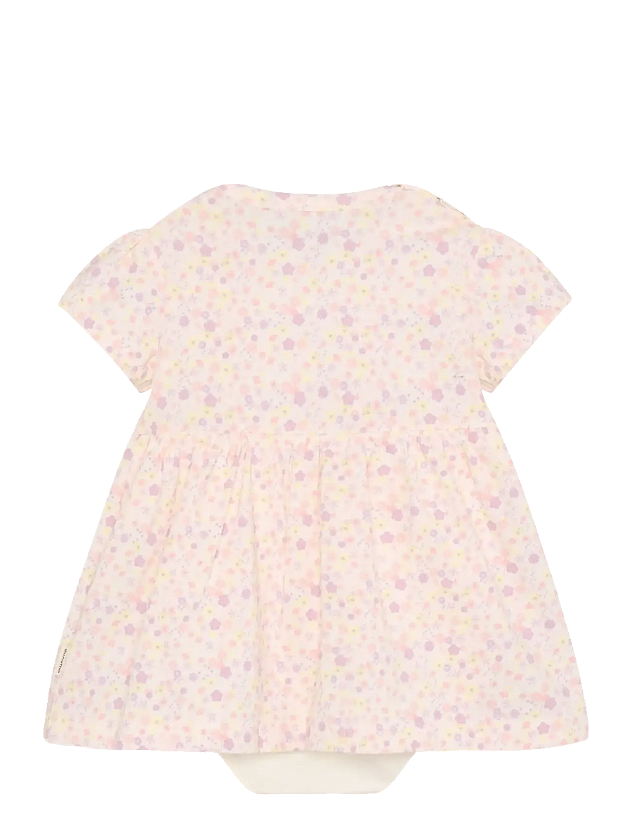 Minymo - Body Dress SS AOP - stutterma barnakjólar - vanilla ice - 2