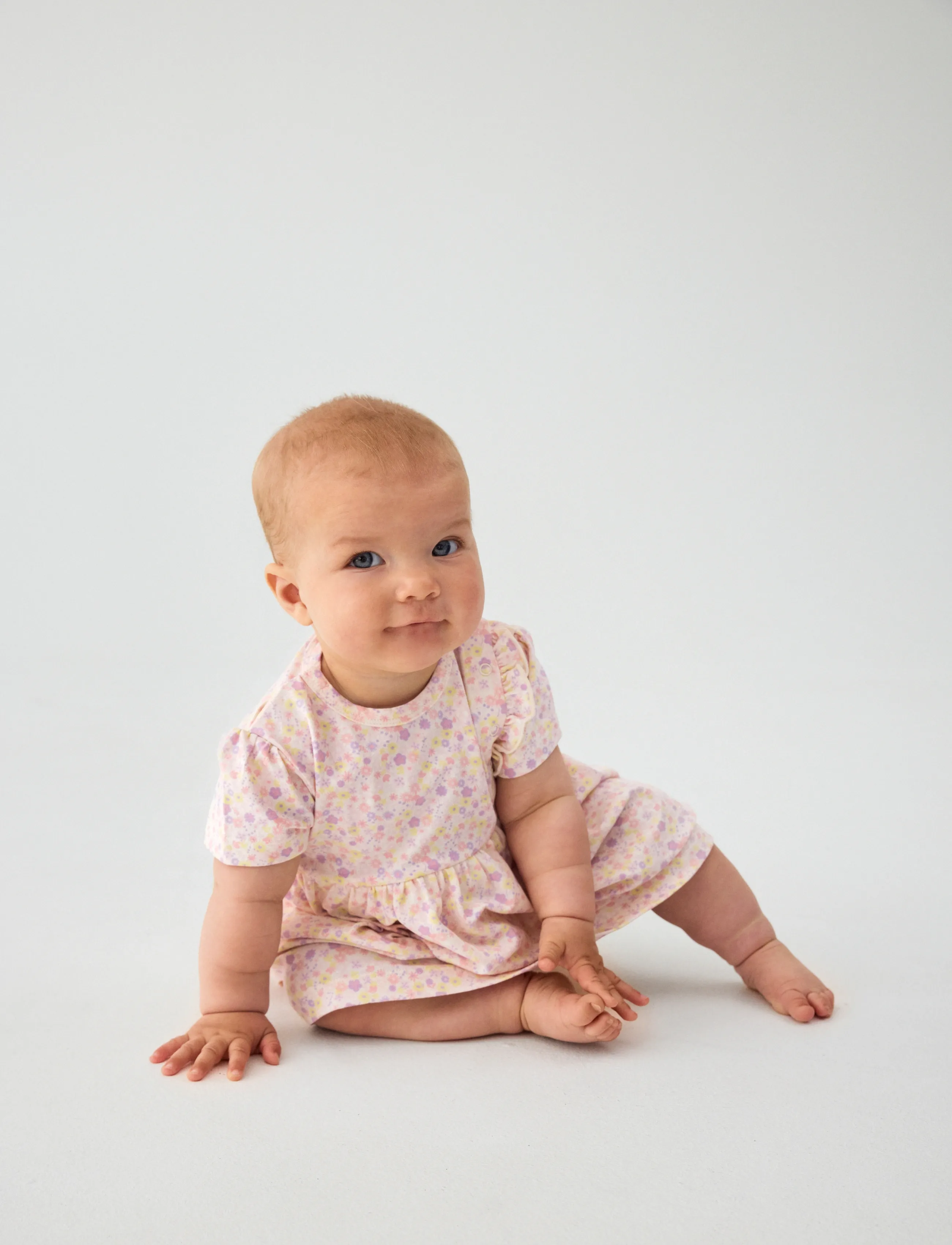 Minymo Body Dress SS AOP - Short-sleeved baby dresses - VANILLA ICE / pink/rose