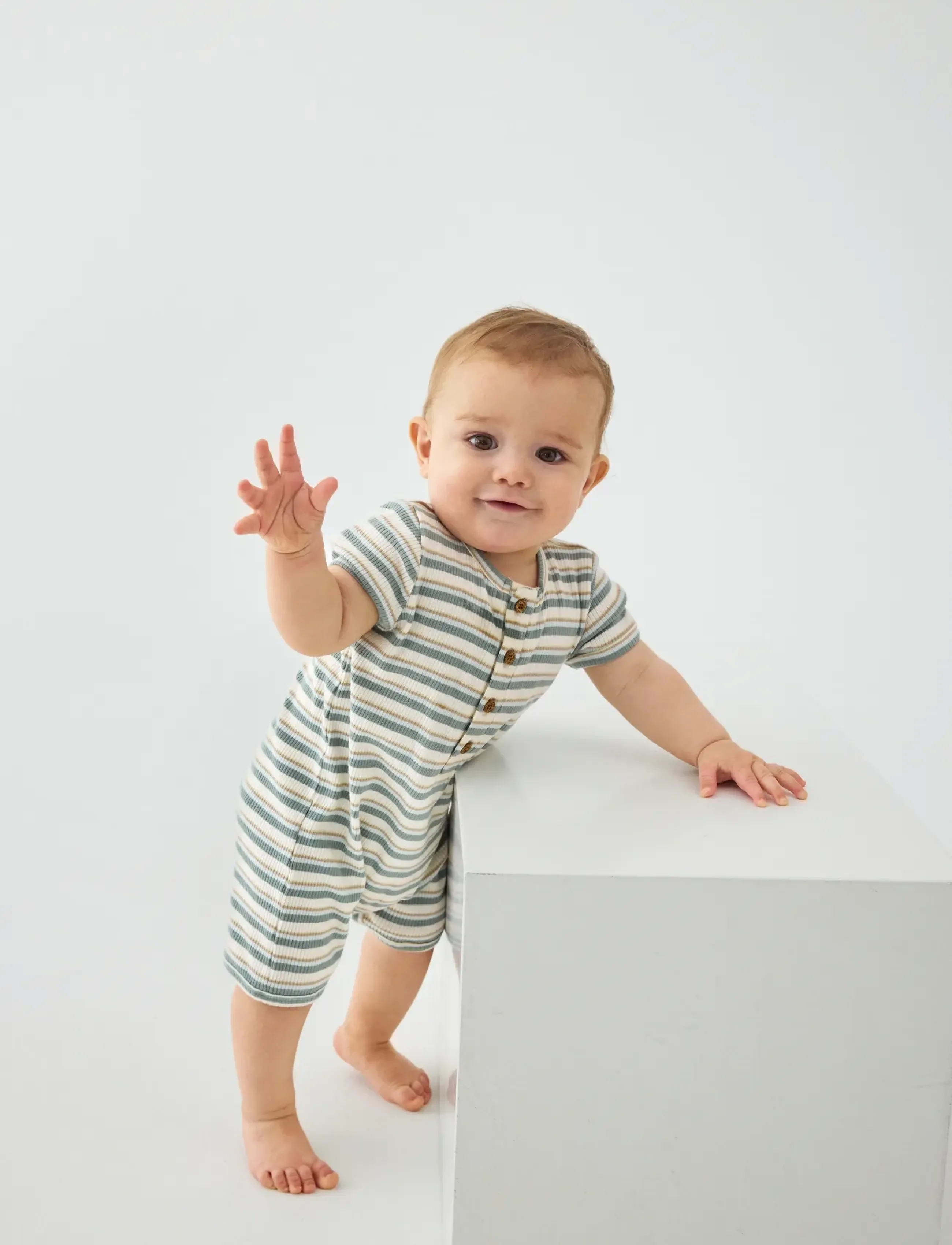 Minymo Suit Ss Y/D Rib, 62, Green > Jumpsuits, Børn
