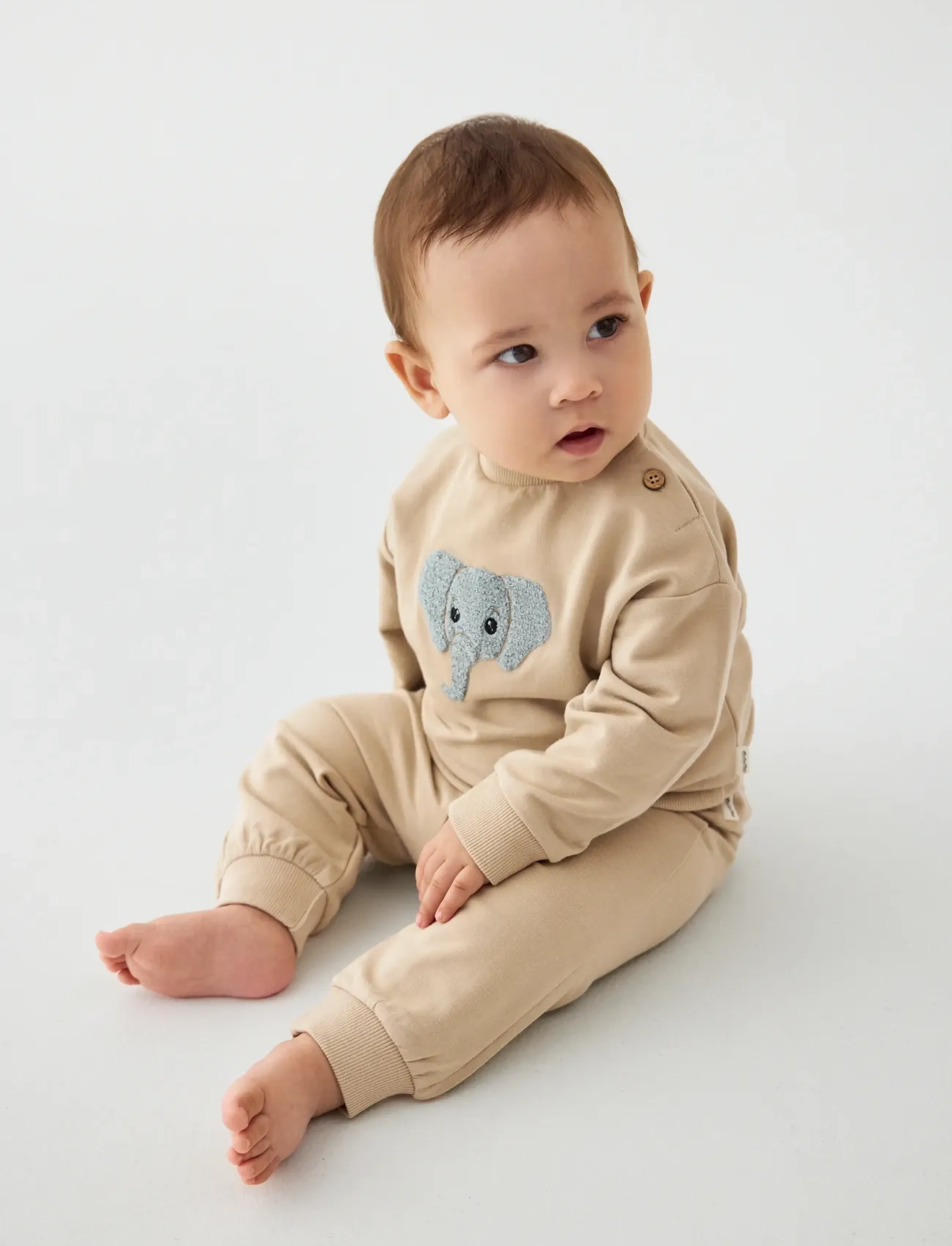 Minymo Pants Sweat, 86, Unterteile, Beige - Sweatpants, Kinder