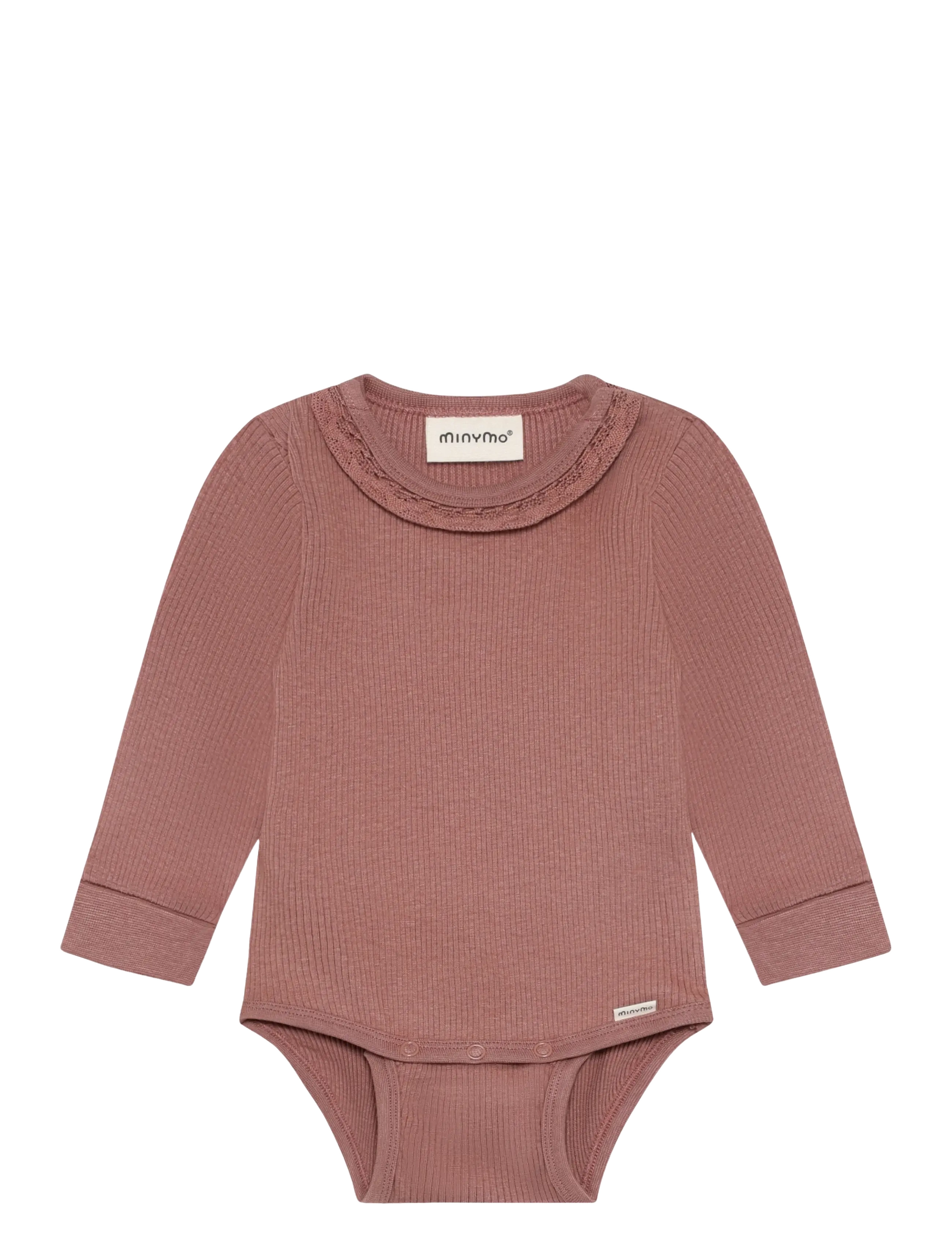 Minymo Body LS Rib - Minymo - BURLWOOD / pink/rose