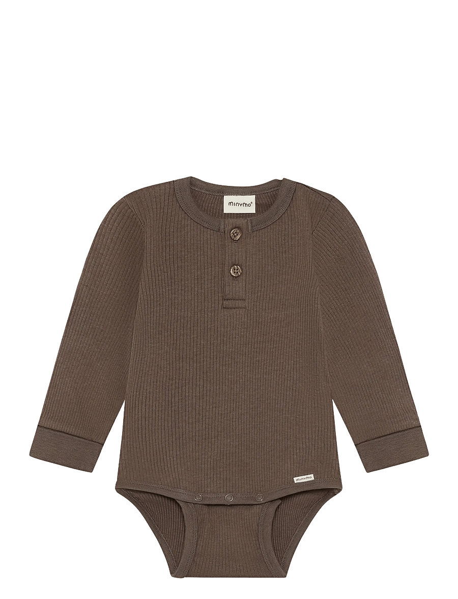 Minymo - Body LS Rib - pikkade varrukatega bodid - chocolate chip - 0