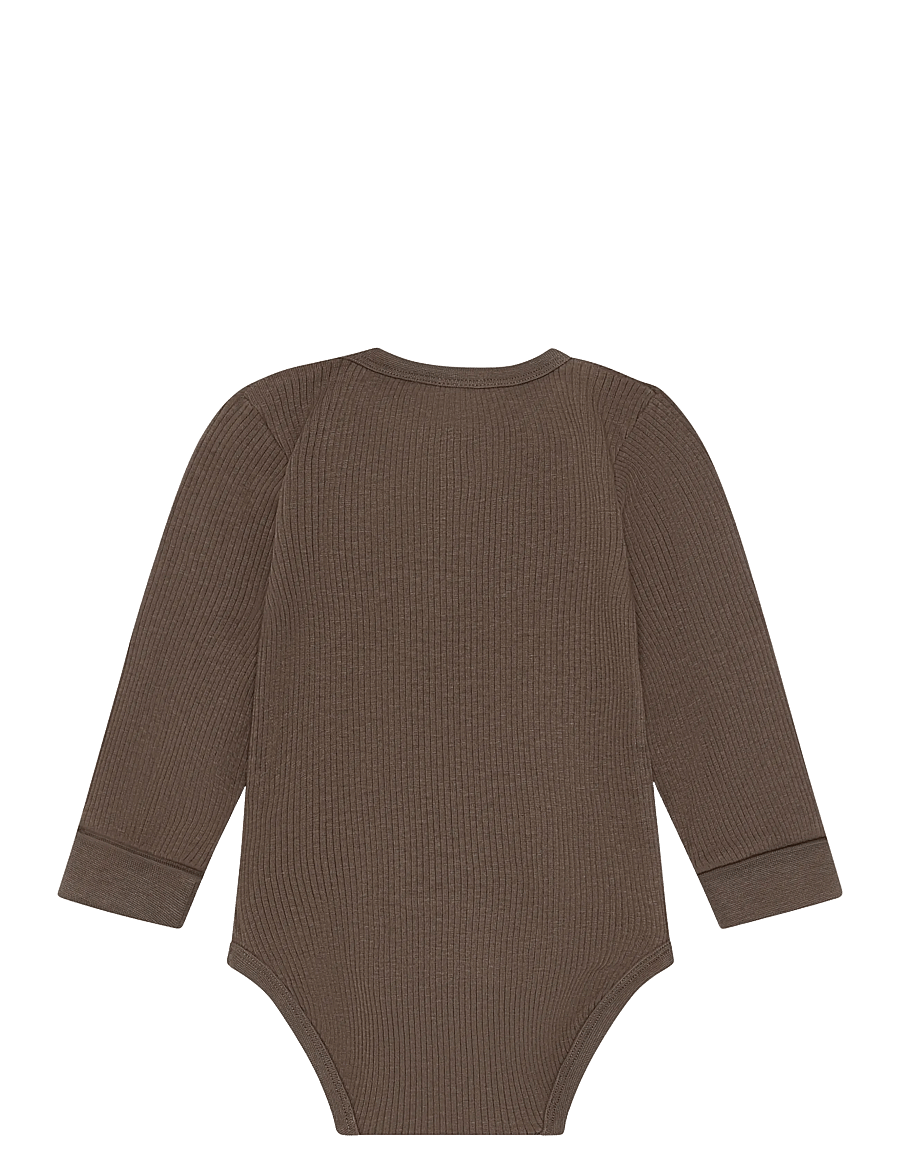 Minymo - Body LS Rib - pikkade varrukatega bodid - chocolate chip - 1