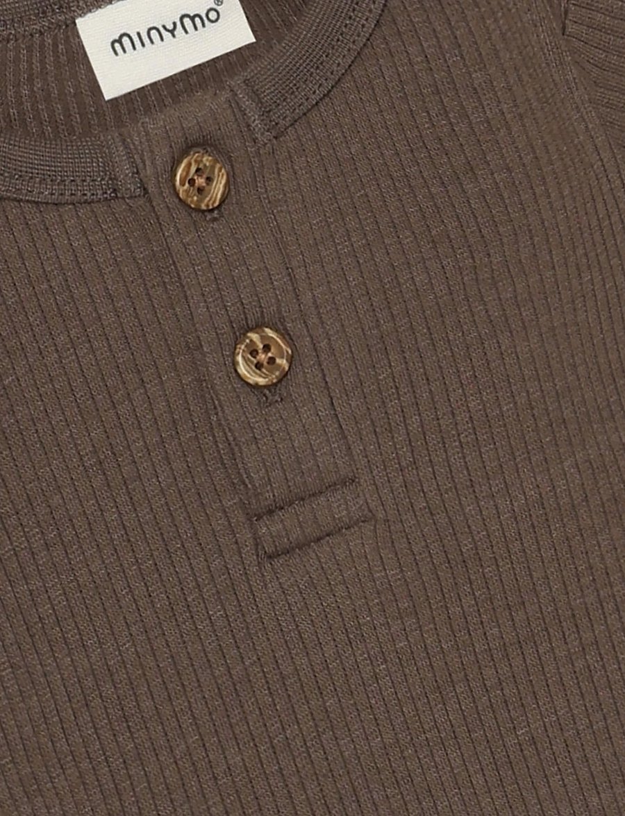 Minymo - Body LS Rib - pikkade varrukatega bodid - chocolate chip - 2