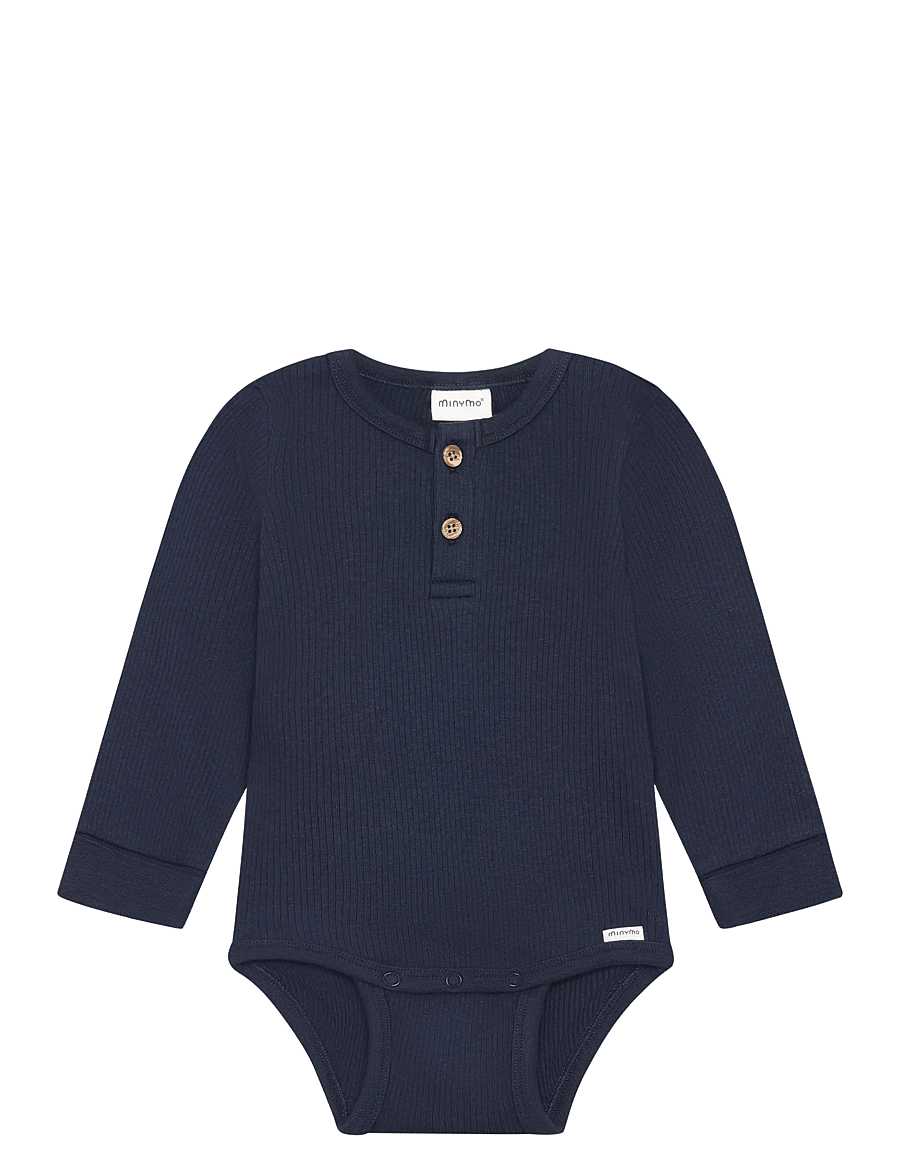 Minymo - Body LS Rib - long-sleeved bodies - dark sapphire - 0