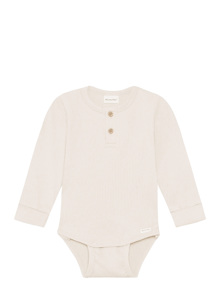 Minymo - Body LS Rib - langärmelige bodys - seedpearl - 0