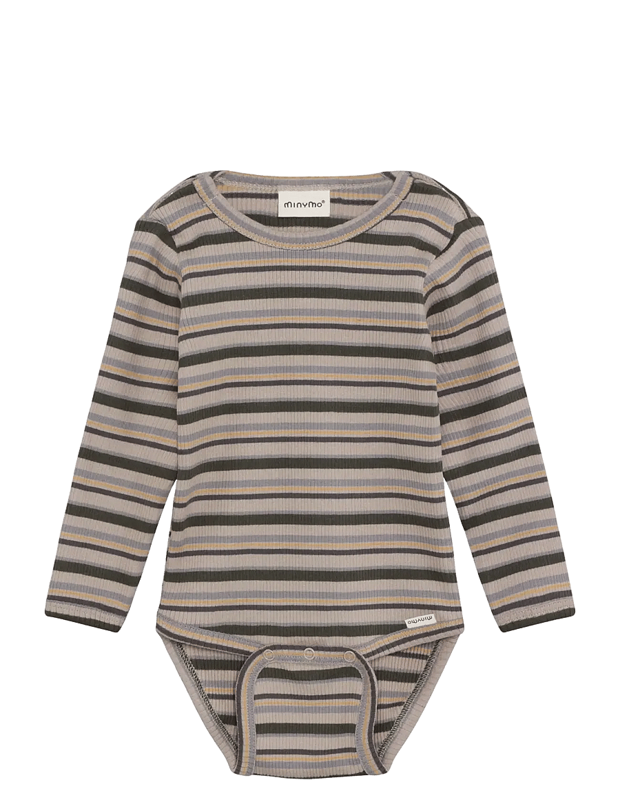 Minymo - Body LS Y/D Rib - langærmede bodyer - beetle - 0