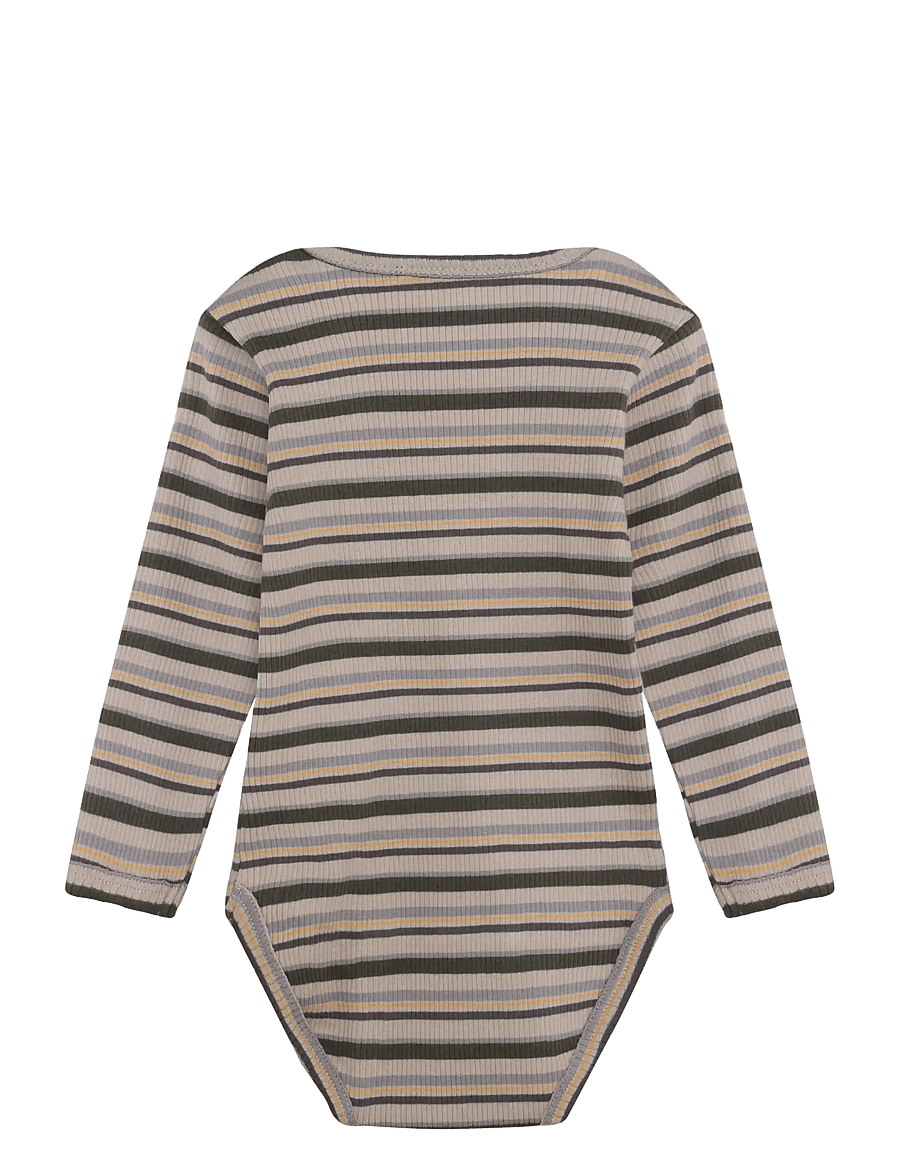 Minymo - Body LS Y/D Rib - langærmede bodyer - beetle - 1