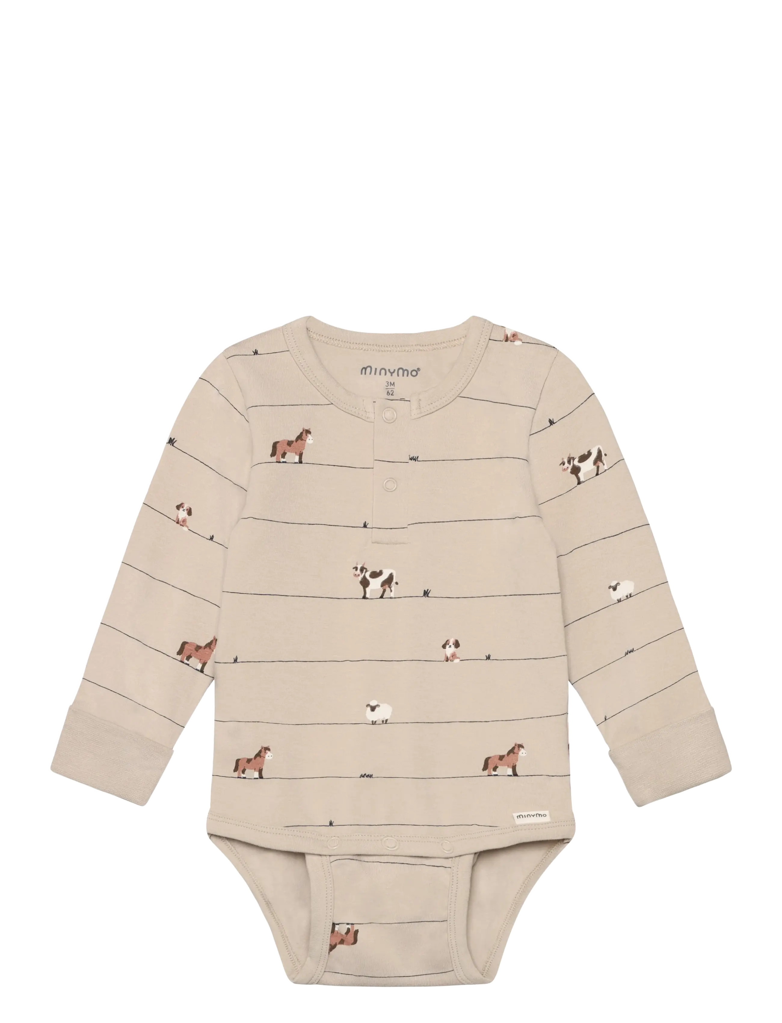 Minymo Body LS AOP - Minymo - FEATHER GRAY / beige