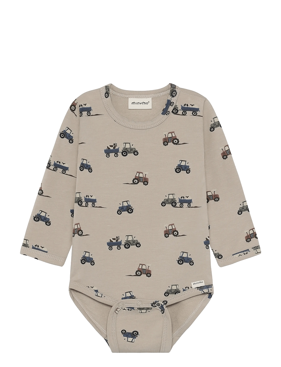 Minymo - Body LS AOP Sweat - langärmelige bodys - feather gray - 0