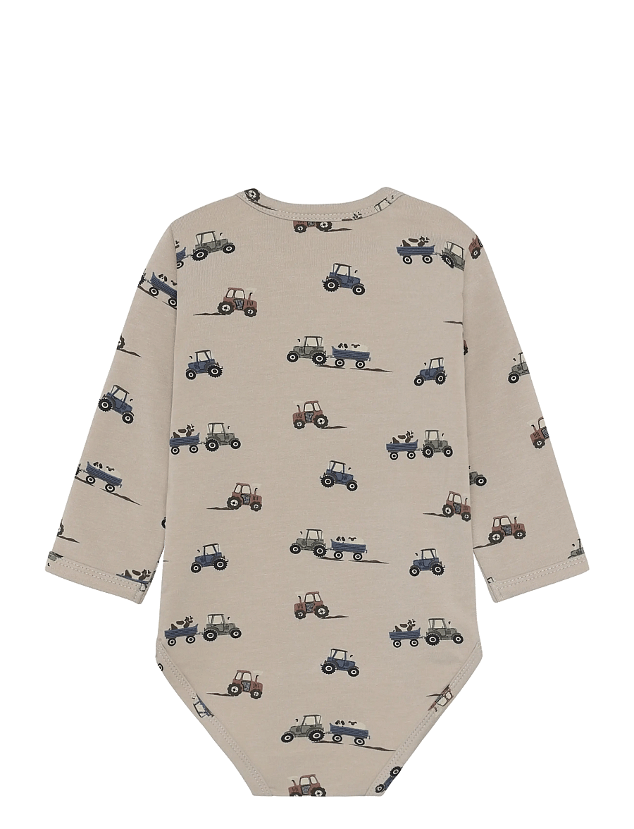 Minymo - Body LS AOP Sweat - langärmelige bodys - feather gray - 1