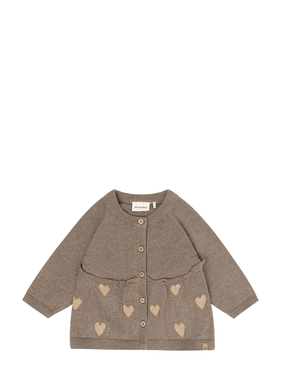 Minymo - Cardigan Knit - kardiganid - dark brown melange - 1