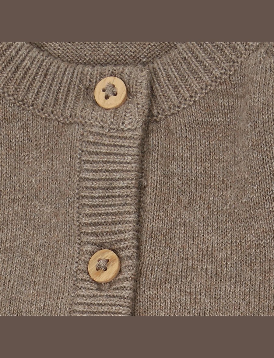 Minymo - Cardigan Knit - kardiganid - dark brown melange - 3