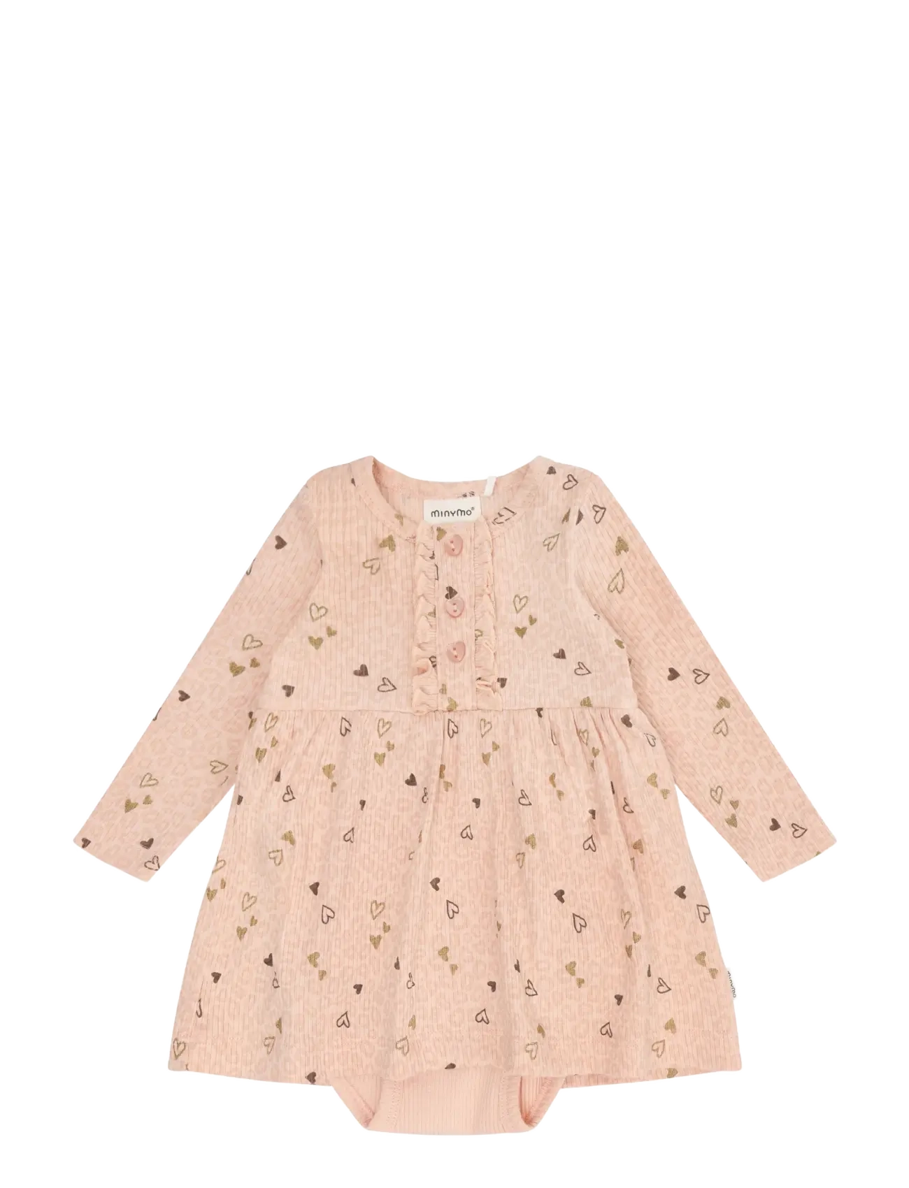 Minymo Body Dress LS AOP Rib - Minymo - CAMEO ROSE / pink/rose
