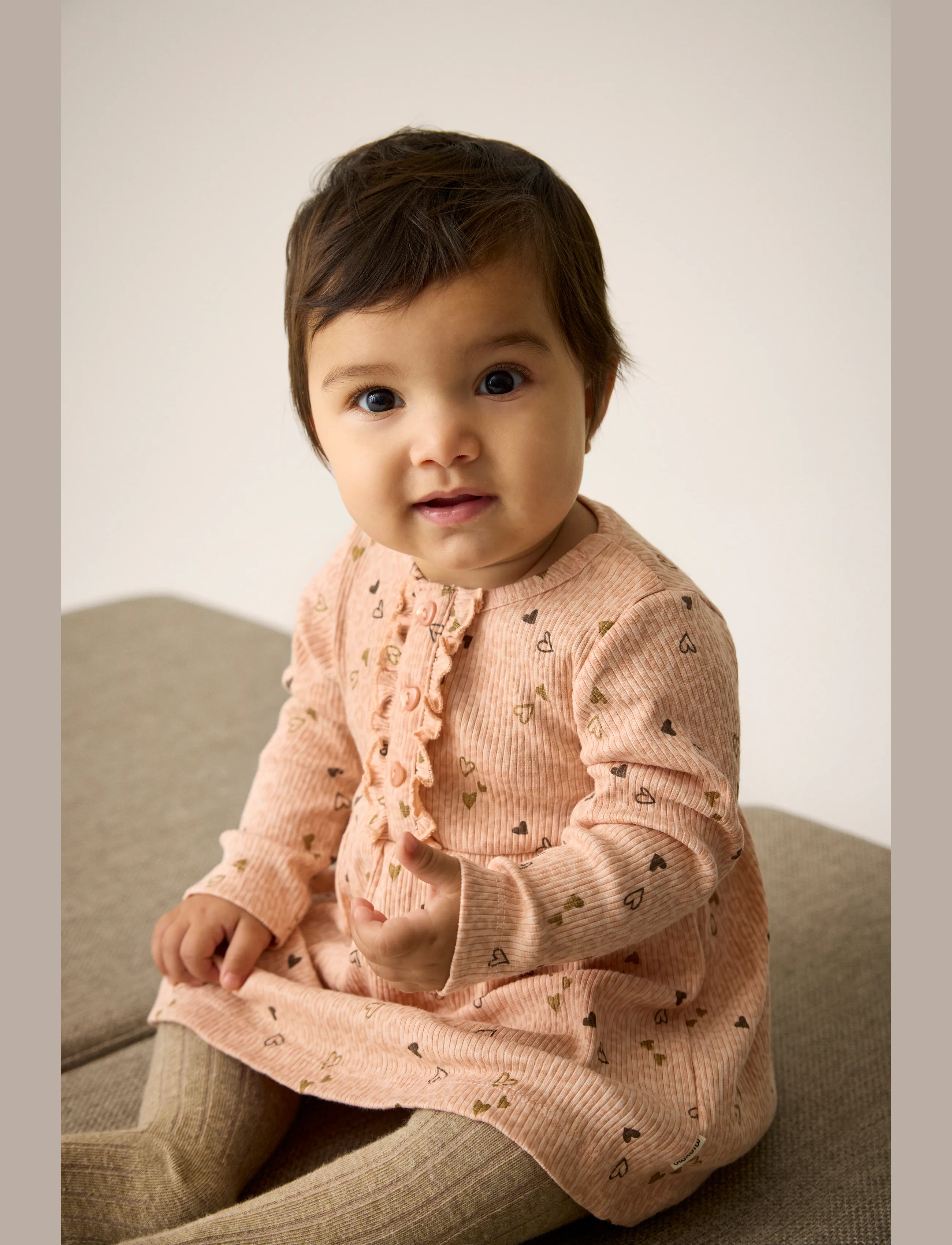 Minymo - Body Dress LS AOP Rib - cameo rose - 0