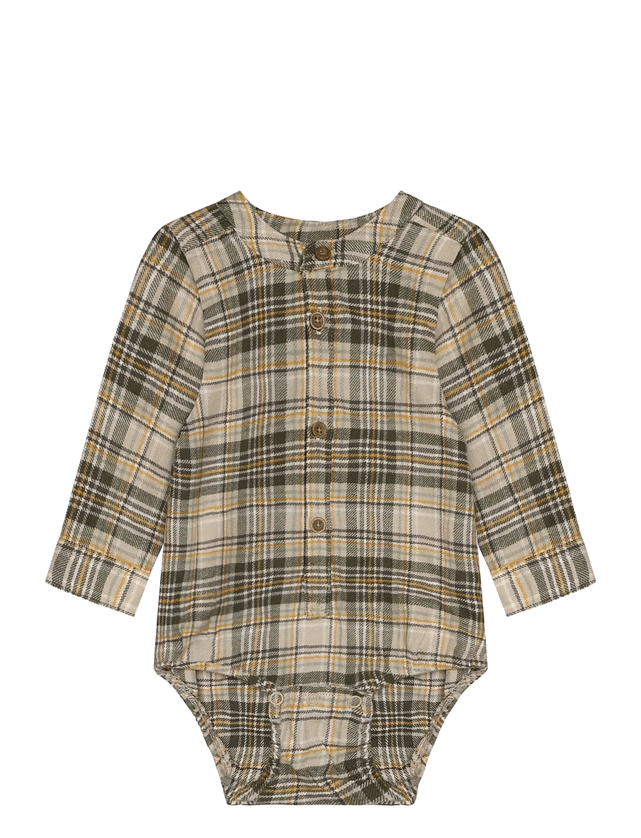 Minymo - Body LS Check - langärmelige bodys - feather gray - 0