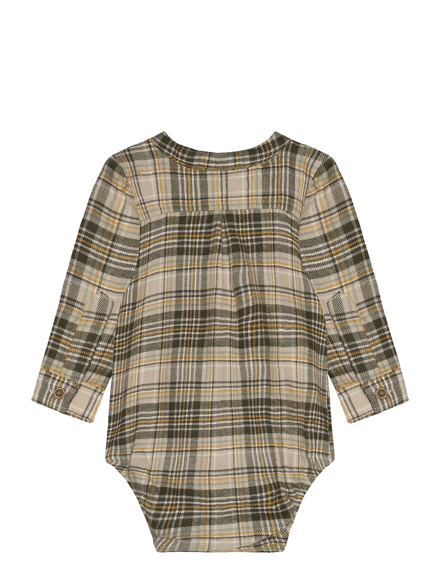 Minymo - Body LS Check - langärmelige bodys - feather gray - 1