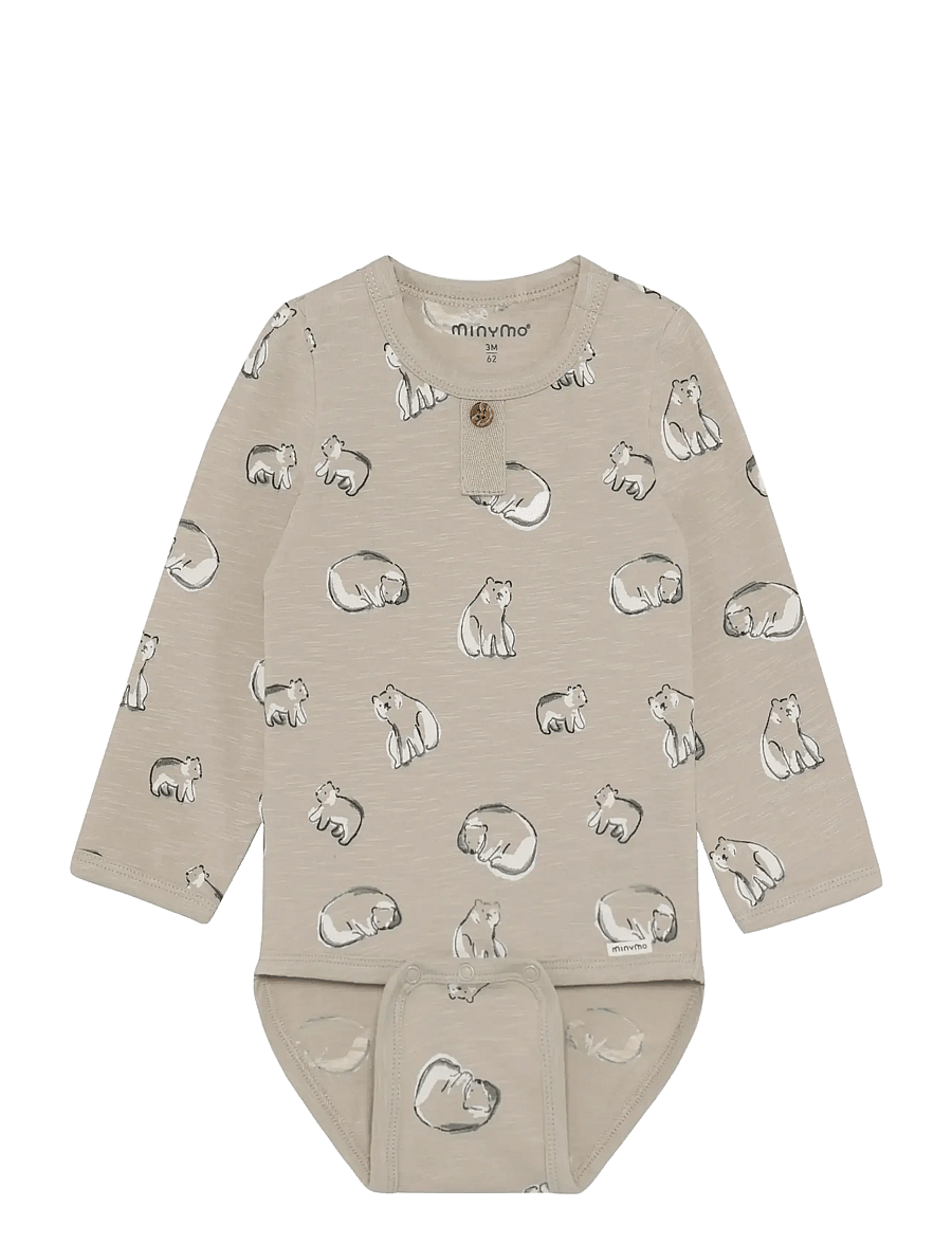 Minymo - Body LS AOP - langärmelig - feather gray - 1