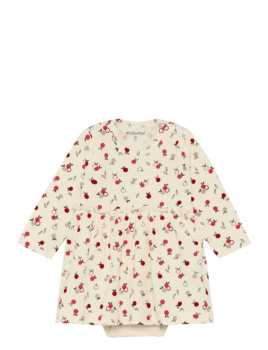 Minymo - Body Dress LS AOP - langärmelige bodys - seedpearl - 0