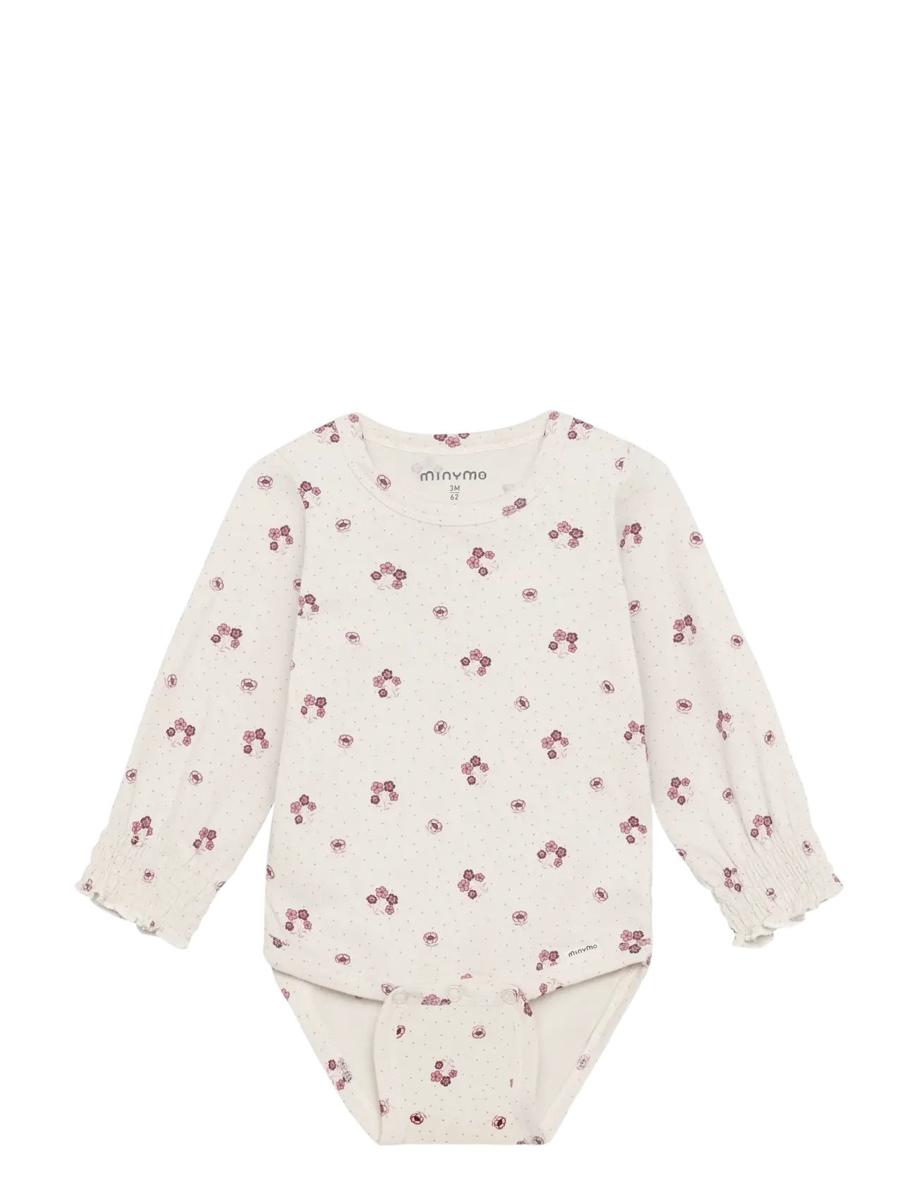 Minymo Body LS AOP - Long-sleeved bodies - PINK TINT / cream