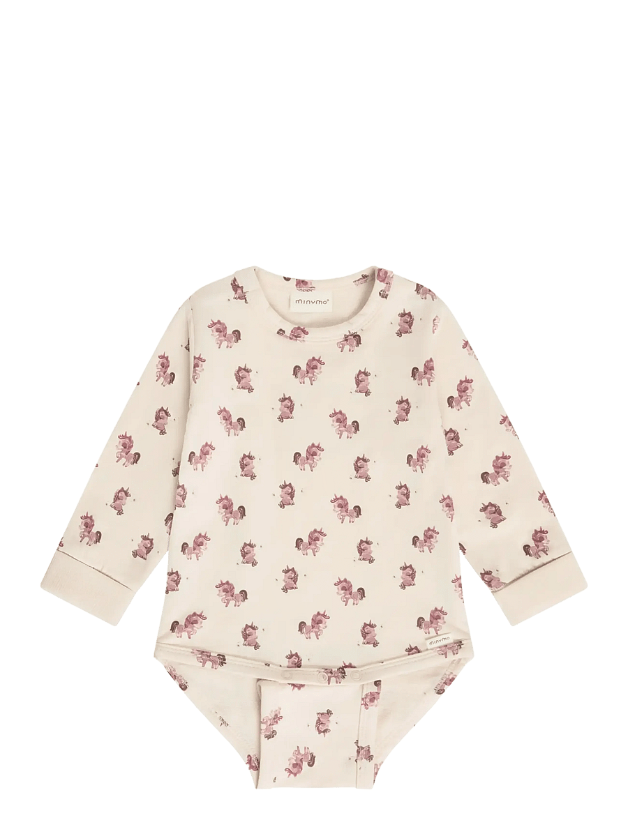 Minymo - Body LS AOP Sweat - langärmelige bodys - pink tint - 1