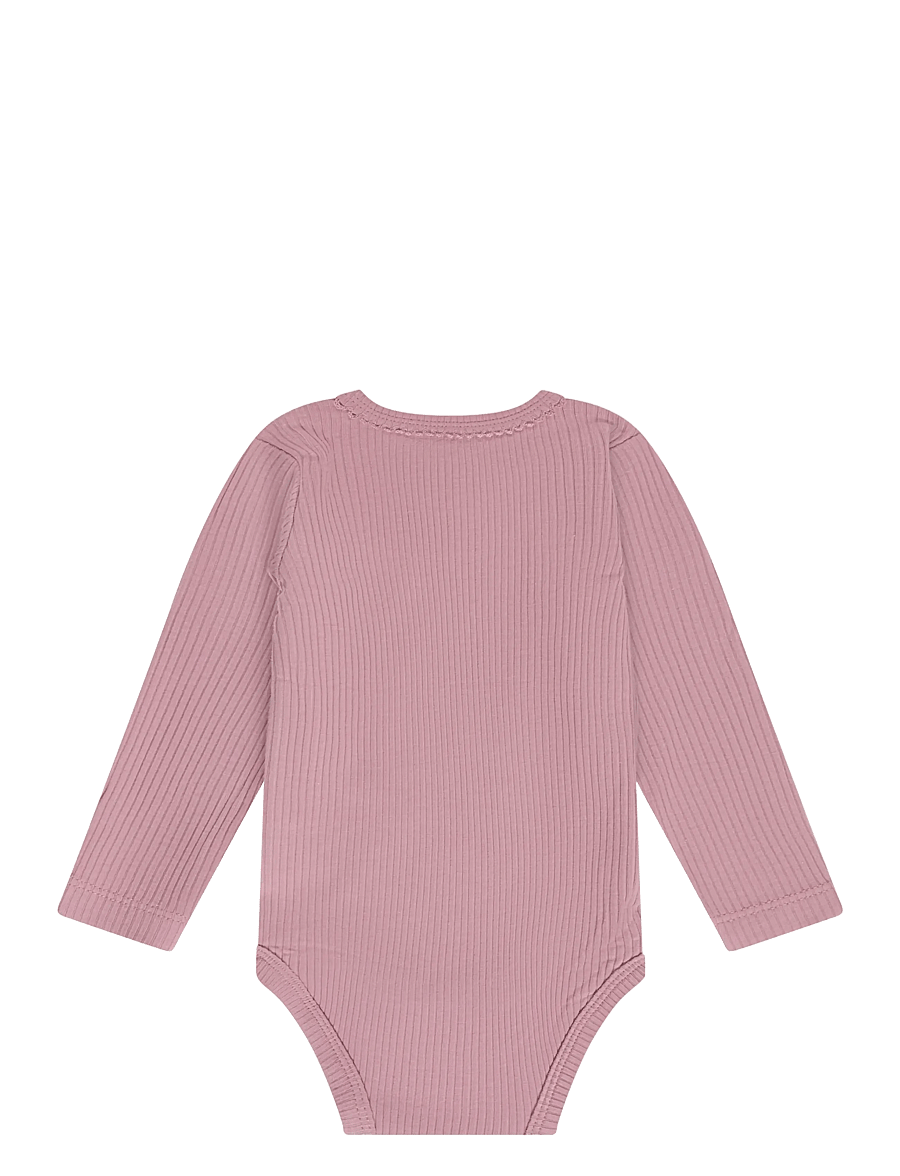Minymo - Body LS Rib - långärmade bodies - nostalgia rose - 1