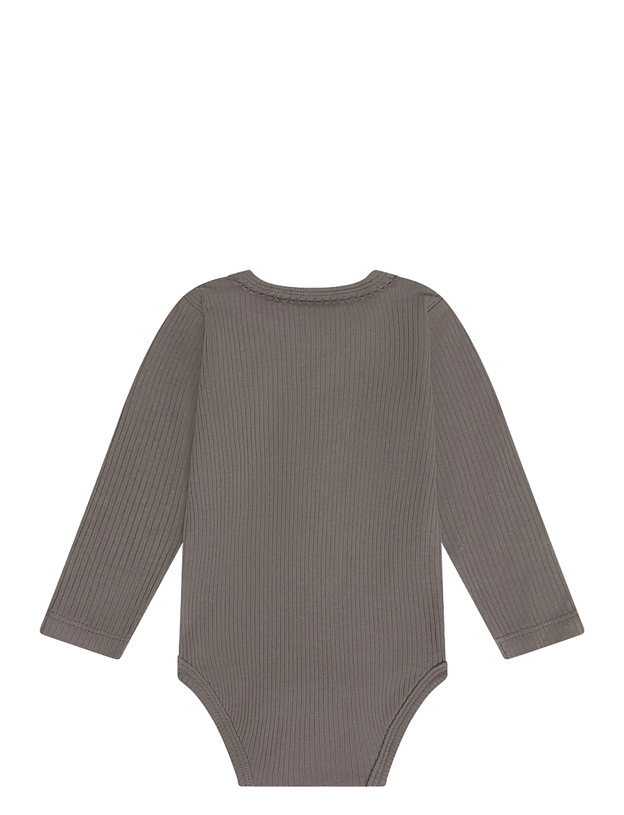 Minymo - Body LS Rib - långärmade bodies - plum truffle - 1
