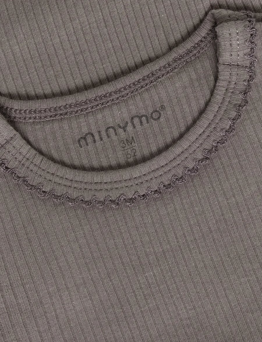 Minymo - Body LS Rib - långärmade bodies - plum truffle - 2