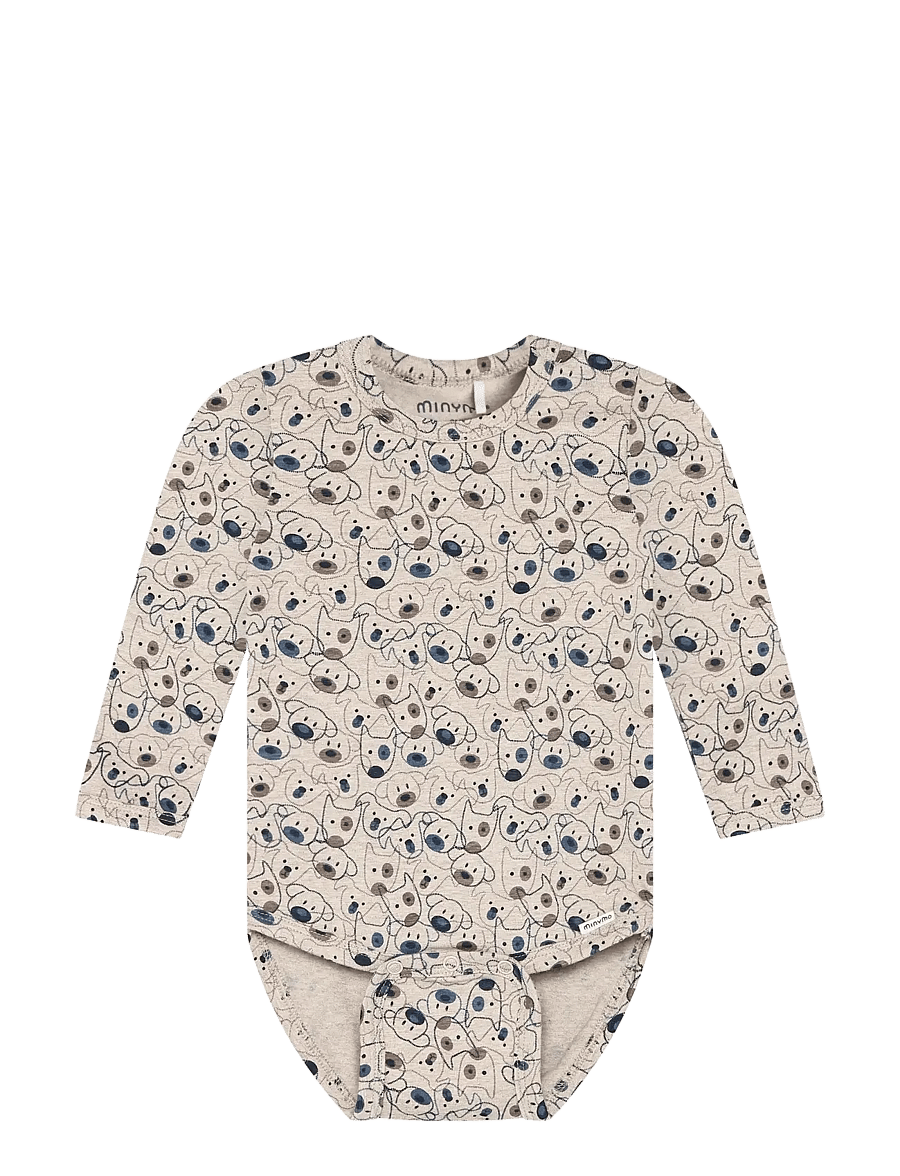 Minymo - Body LS AOP - pikkade varrukatega bodid - beige melange - 1