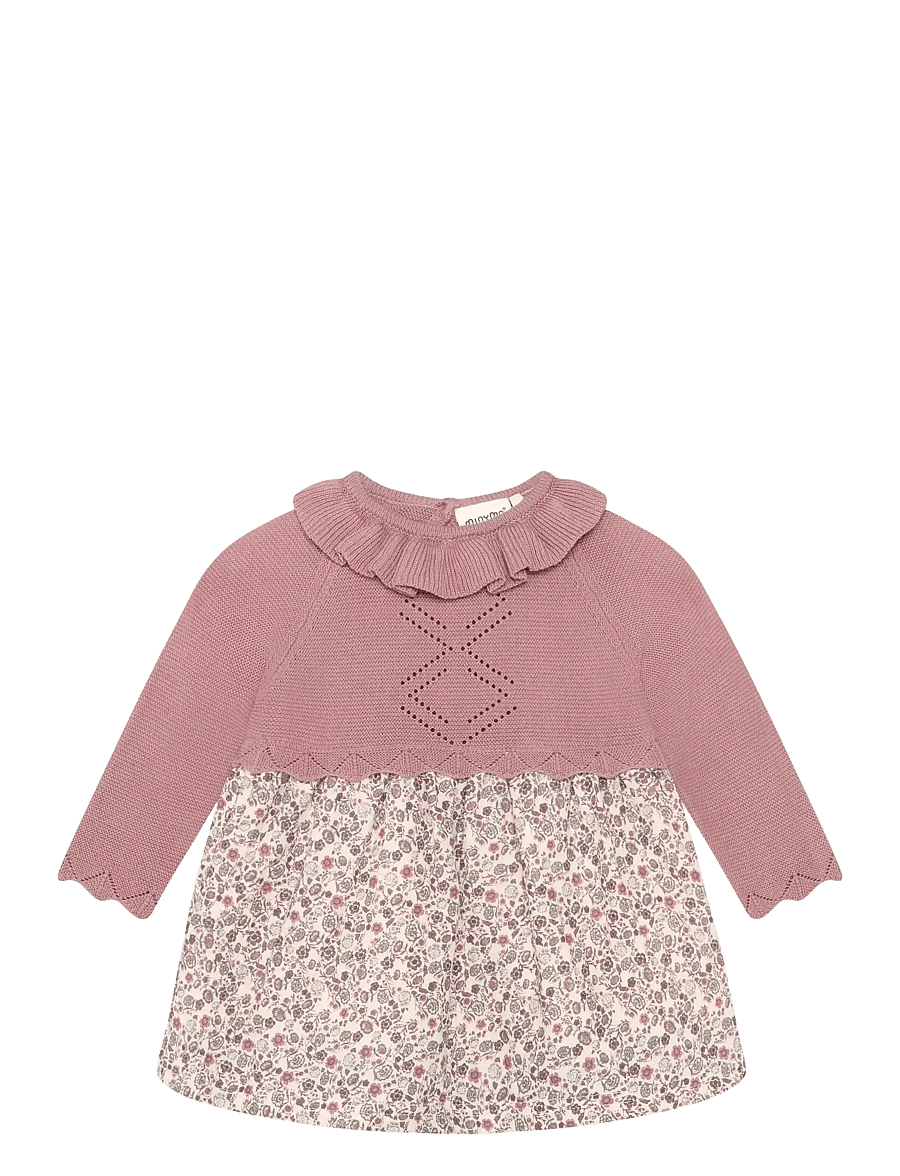 Minymo - Dress LS AOP - langärmelige babykleider - nostalgia rose - 1