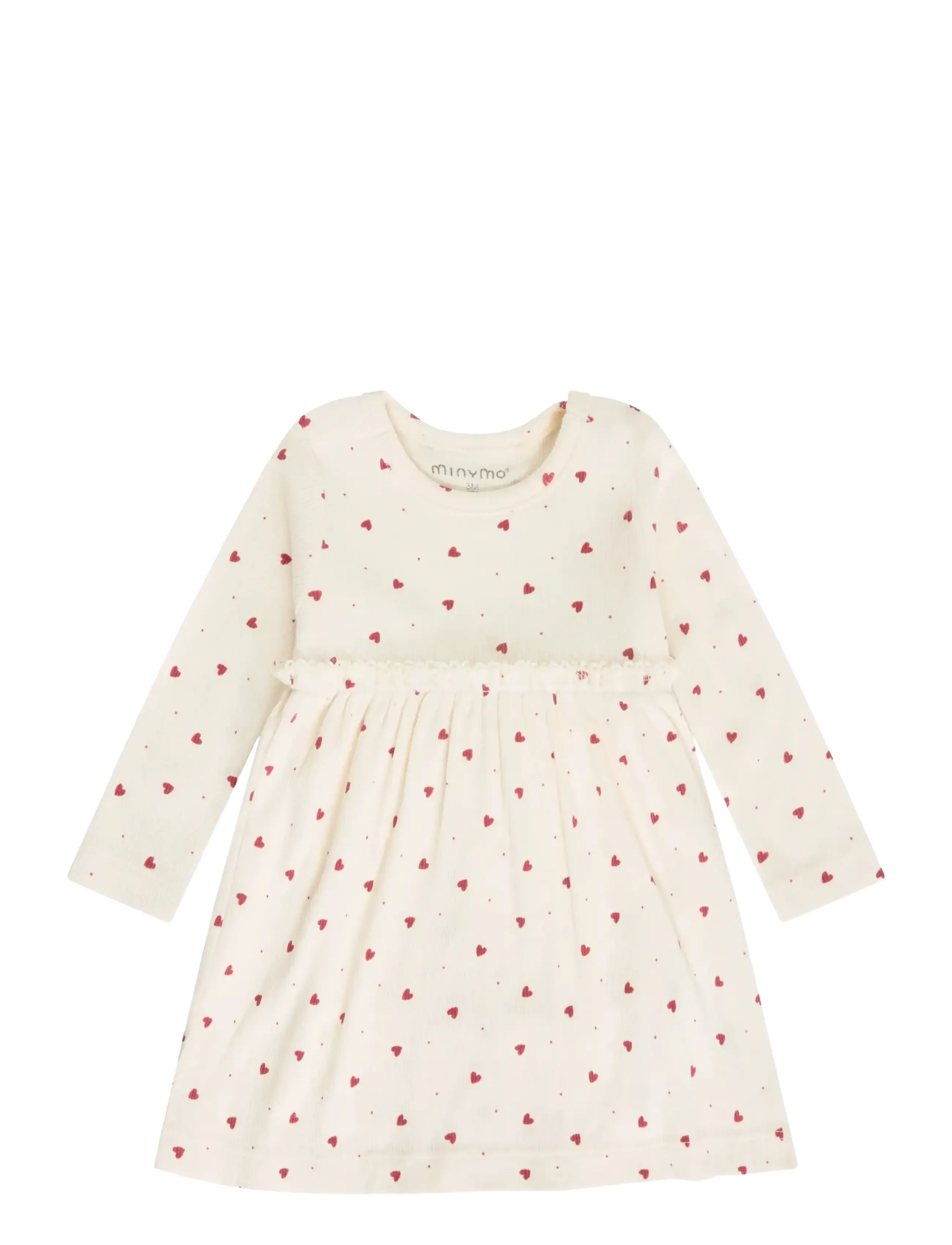 Minymo Body Dress LS AOP Rib - Långärmade bodies - EGGNOG / cream
