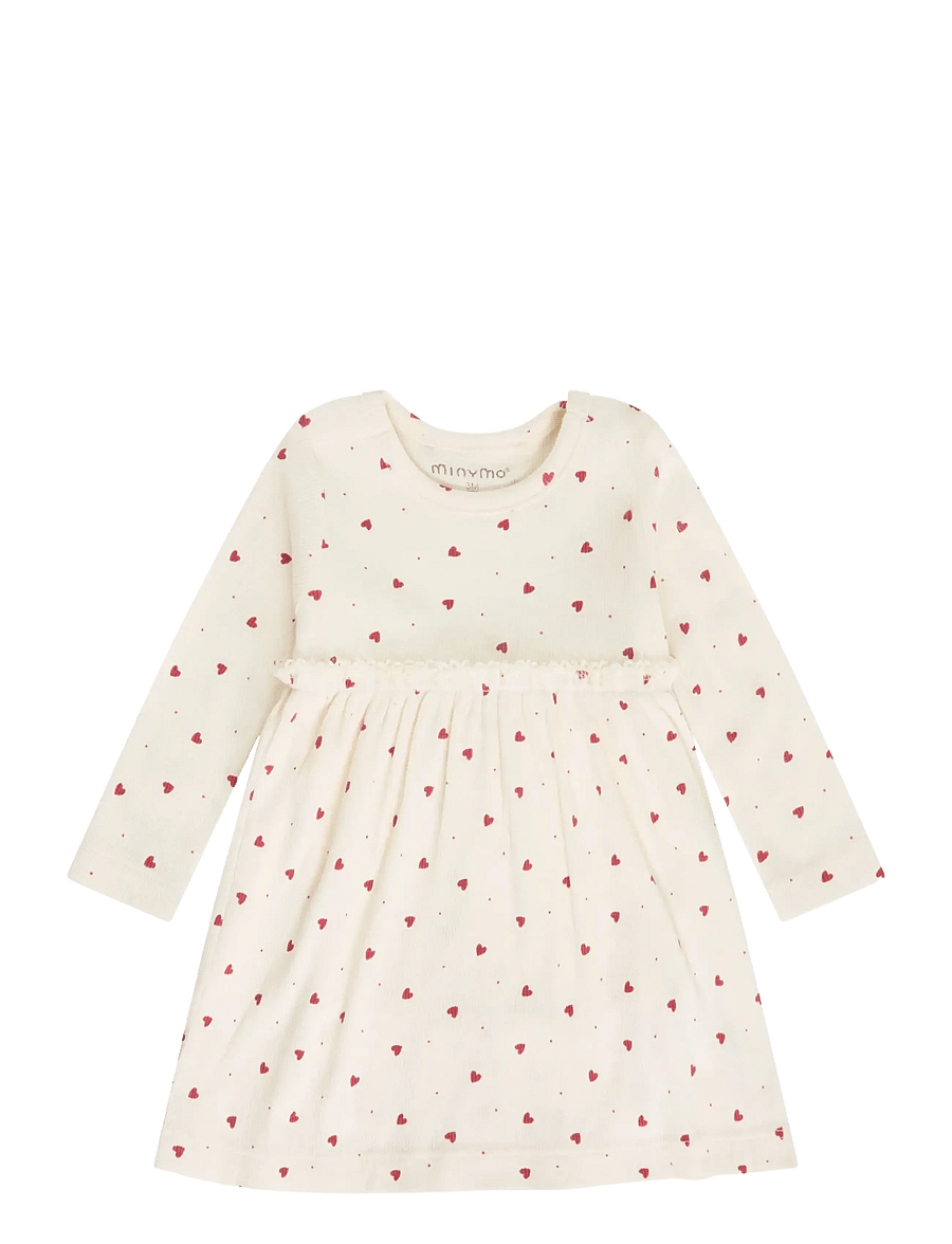 Minymo - Body Dress LS AOP Rib - långärmade bodies - eggnog - 0