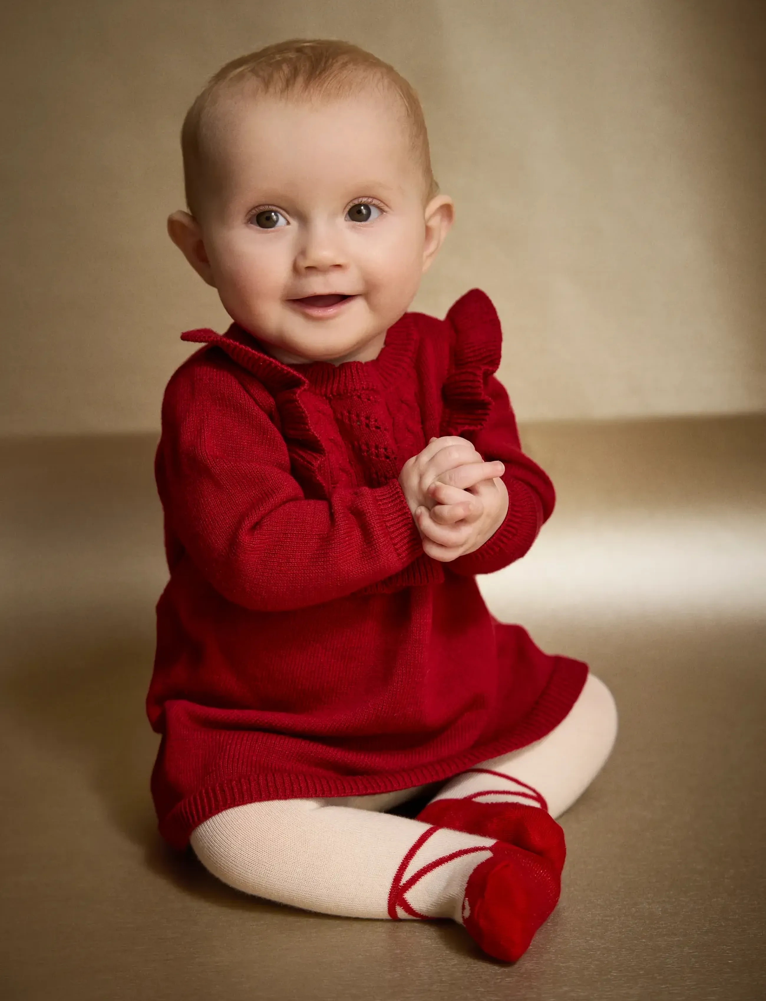 Minymo - Dress LS Knit - pikkade varrukatega beebikleidid - rio red - 2