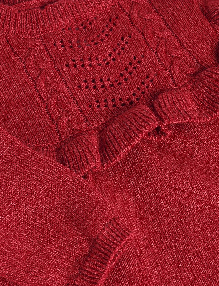 Minymo - Dress LS Knit - långärmade babyklänningar - rio red - 3