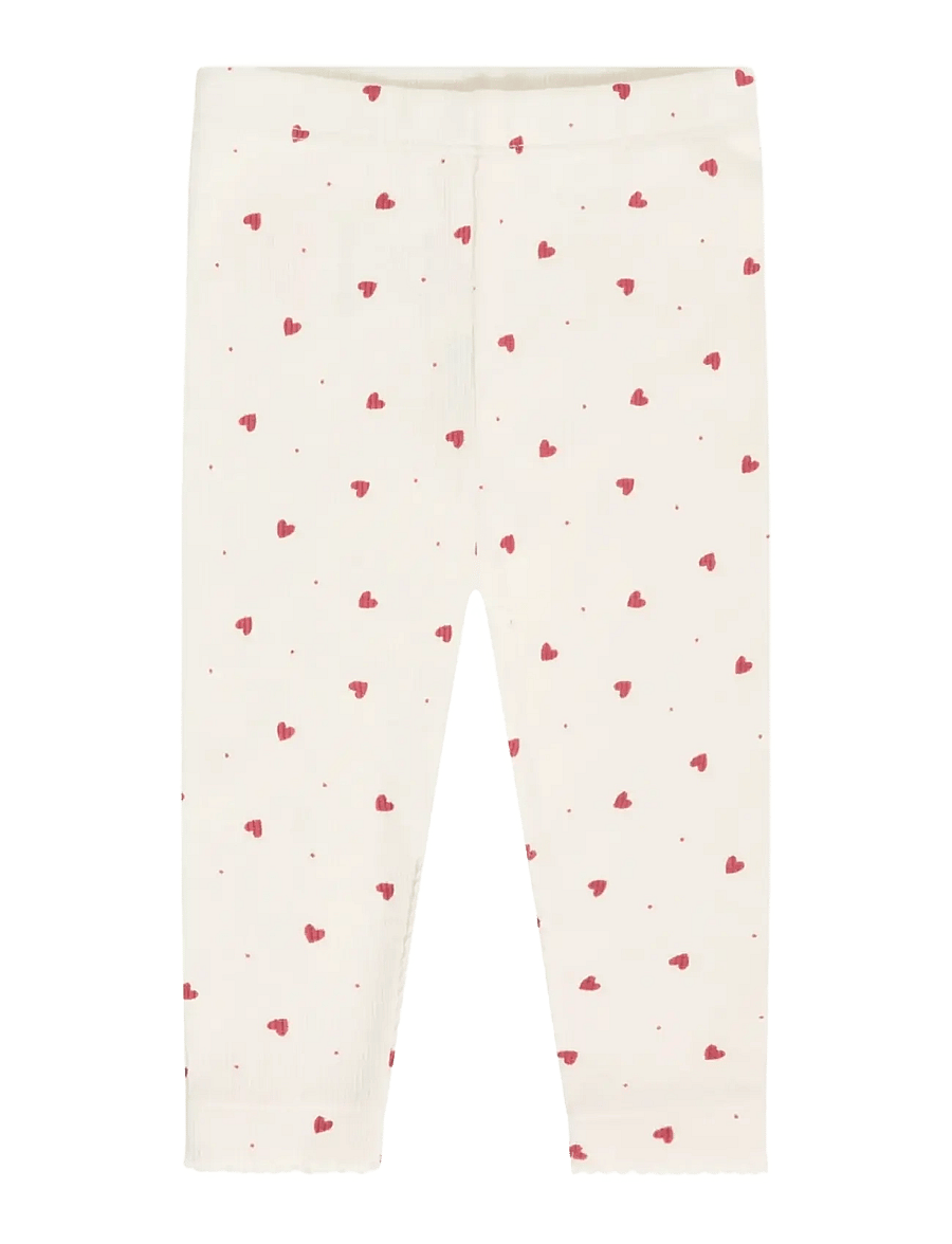 Minymo - Leggings AOP Rib - leggings - eggnog - 0