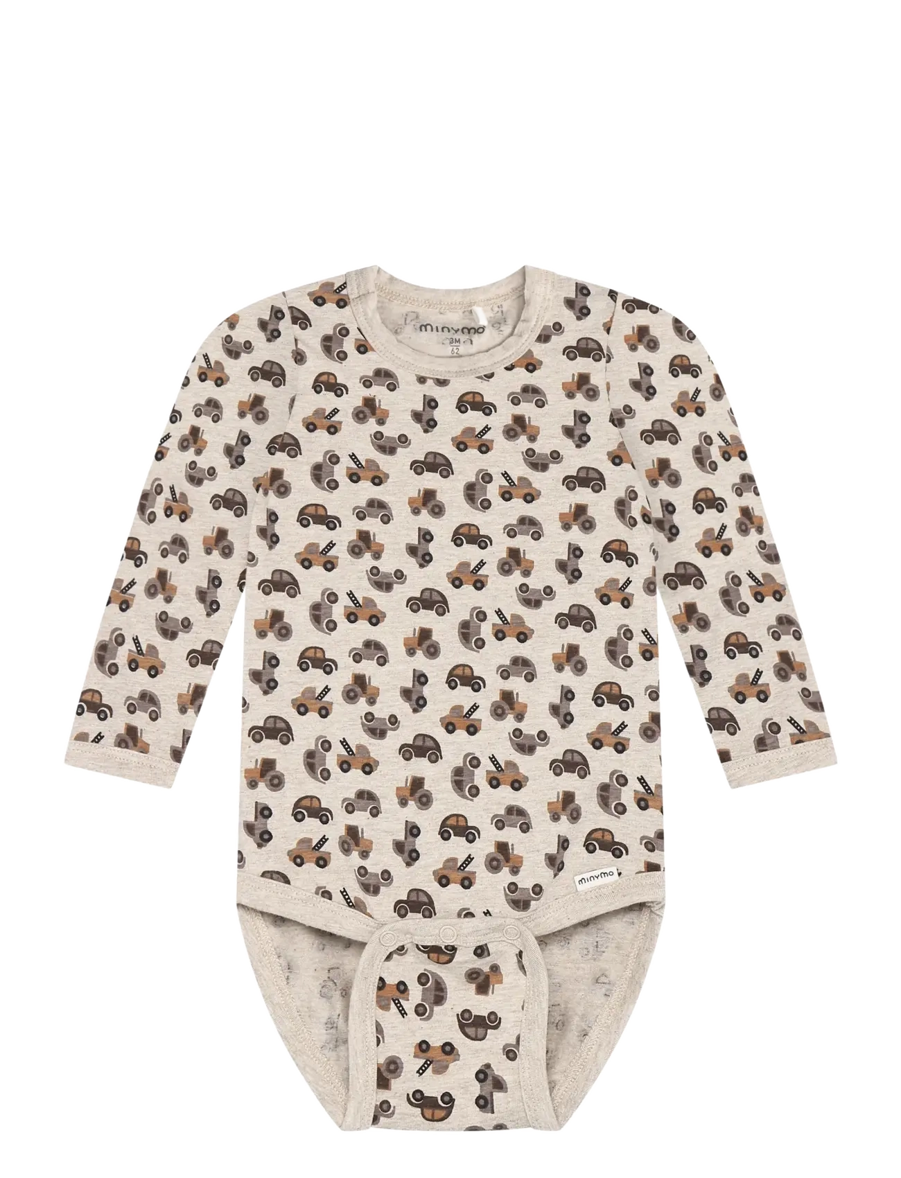 Minymo Body LS AOP - Long-sleeved bodies - BEIGE MELANGE / beige