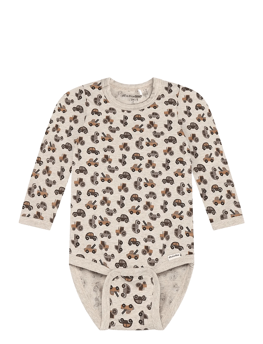 Minymo - Body LS AOP - långärmade bodies - beige melange - 0