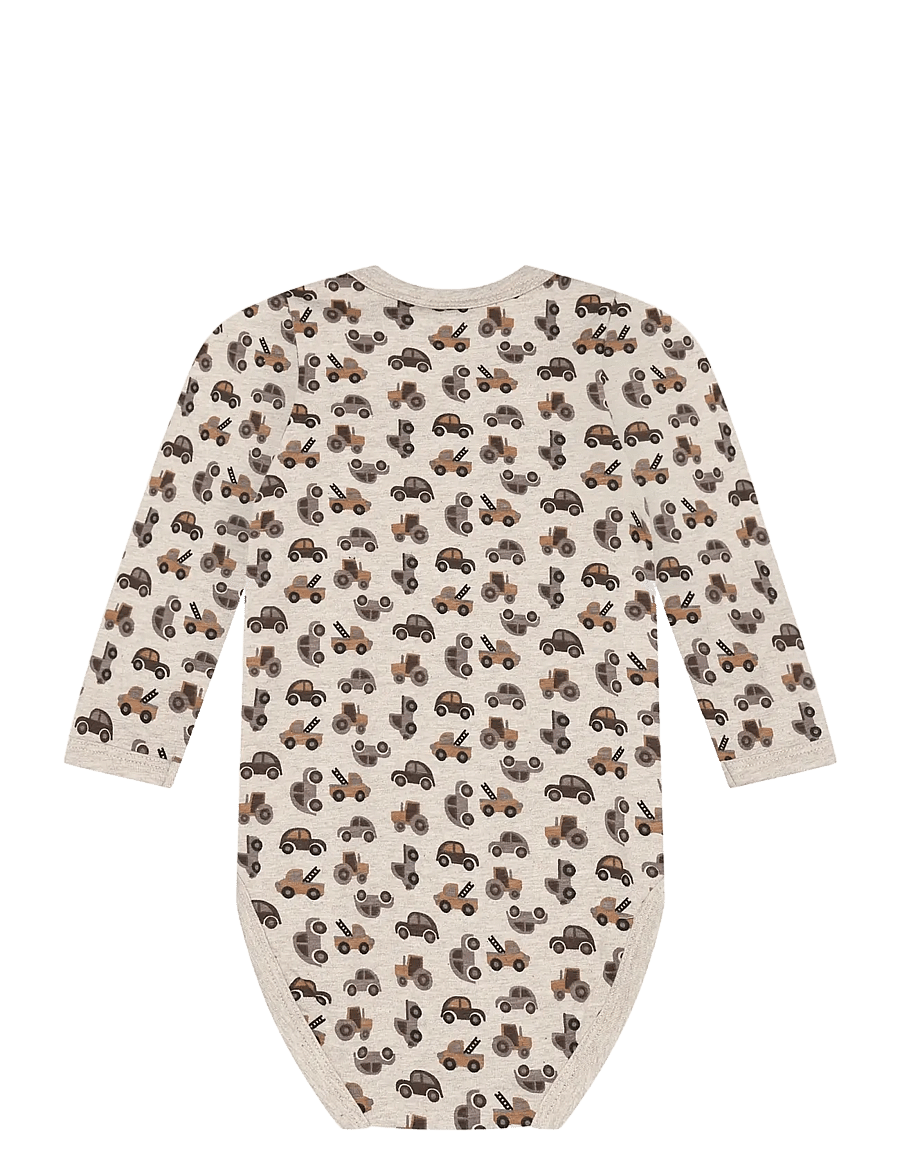 Minymo - Body LS AOP - långärmade bodies - beige melange - 1